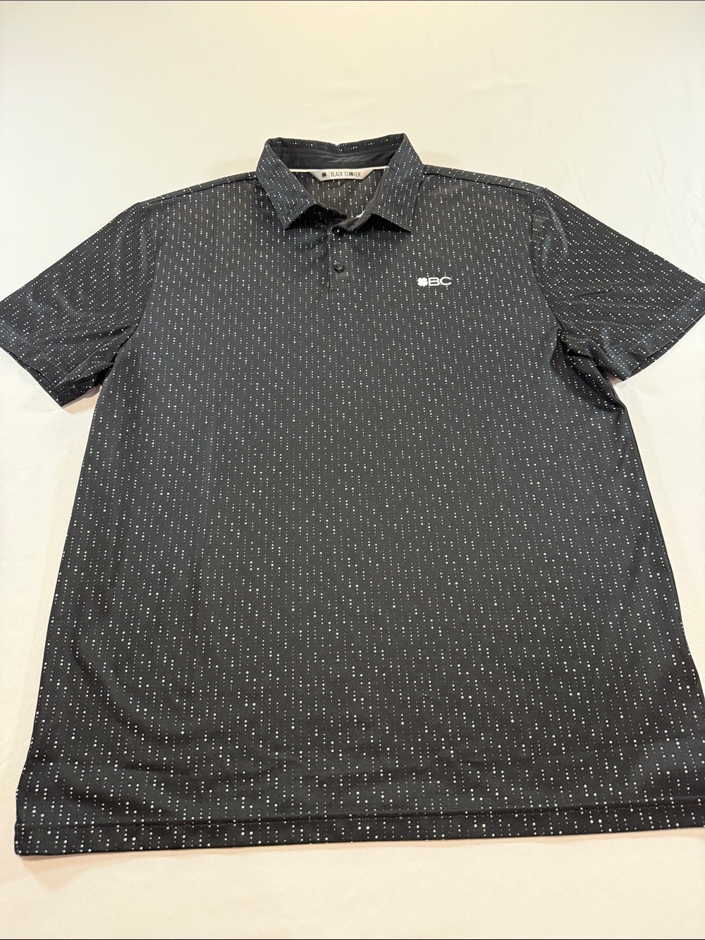 Men's Black Clover Live Lucky Golf Polo Size L Black with White Accents